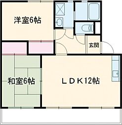 グレイス上野B 2LDKの間取図画像