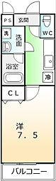 フジパレスグランマルシェB 1Kの間取図画像