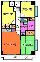 サンセール菊 2SLDKの間取図画像