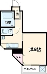 シティーハイツ二宮 1DKの間取図画像
