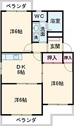 デイ・ブレイク 3DKの間取図画像