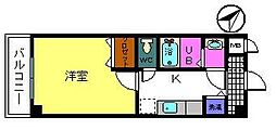 カーサベルカント 1Kの間取図画像