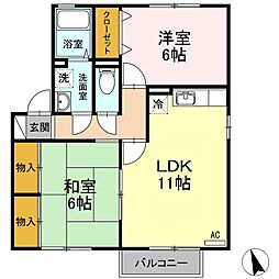 セジュール高瀬 2LDKの間取図画像