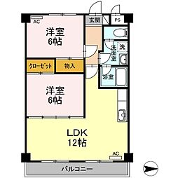 その木ハイツ 2LDKの間取図画像