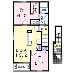 プリムローズ北日吉-KA 2LDKの間取図画像