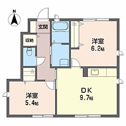 シャーメゾン中須賀 2DKの間取図画像