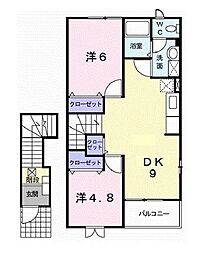 サンフラワー・ヒルズA 2DKの間取図画像