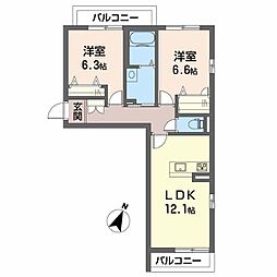 アーバンエクセル8 2LDKの間取図画像