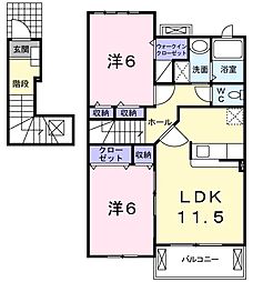 アンジュフランB 2LDKの間取図画像