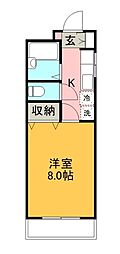 パセオ高須 1Kの間取図画像