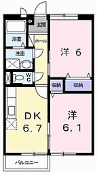 エルディム枝川2 2DKの間取図画像