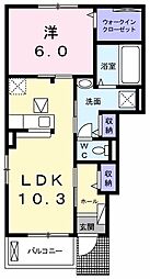光城ハイツ 1LDKの間取図画像