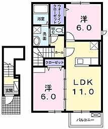 ラ・フレスクーラ1 2LDKの間取図画像