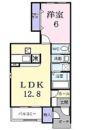 メゾン・エスポワルB棟 1LDKの間取図画像