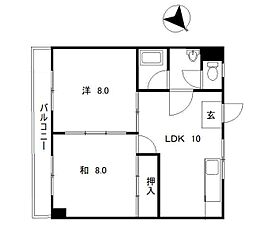 サバービアスイートI 2階2LDKの間取り