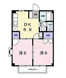 ニューシティグランママ 2DKの間取図画像