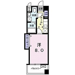 レジデンス下伊福颯 1Kの間取図画像