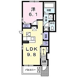 ハマナスA 1LDKの間取図画像
