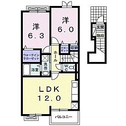 カーサドマーニA 2LDKの間取図画像