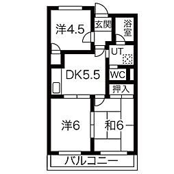 ハイツリバーランド 3DKの間取図画像