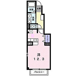 グリーンヒルうぐいすB ワンルームの間取図画像