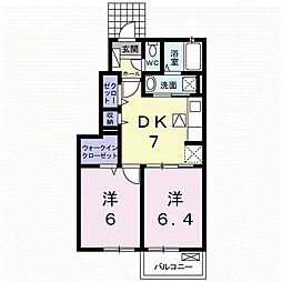 アフィニティ1 2DKの間取図画像