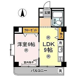 岡山県岡山市北区東花尻340-1の賃貸マンション 3階1LDKの間取り