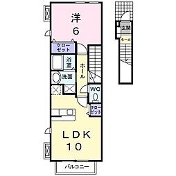 ハピネス小田中A 1LDKの間取図画像