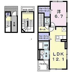 ベルフレーシュ1 1LDKの間取図画像