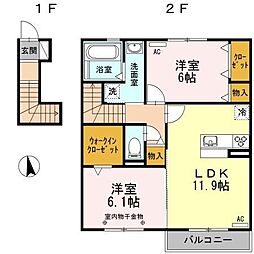 マイスター蔵前B棟 2LDKの間取図画像