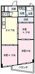 ベルメゾン1 3DKの間取図画像