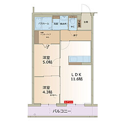 ザ・フィールズ坂本2 2LDKの間取図画像