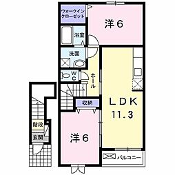シエル・マーレ 2階2LDKの間取り