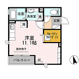 セジュールオッツＴ´ 1階ワンルームの間取り