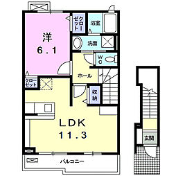 エレガンシア 1LDKの間取図画像