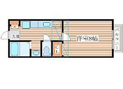 シュクール宮　一番館 1階1Kの間取り