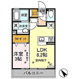 メゾンボヌールA 1LDKの間取図画像
