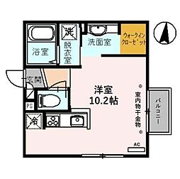 セジュールモンブラン ワンルームの間取図画像