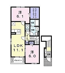 フォレストーク 2LDKの間取図画像