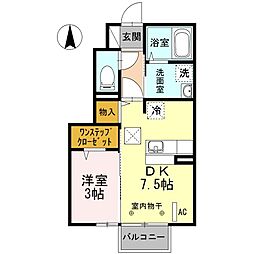 エーデルハイム2 1DKの間取図画像