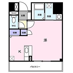 ユノディエール 1Kの間取図画像