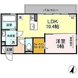 ハウスとりみゆ 2階1LDKの間取り