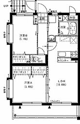 ハーバーウエスト 2LDKの間取図画像