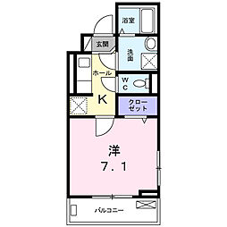 フルール・ド・リス1 1Kの間取図画像