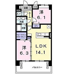 アルール1 2LDKの間取図画像