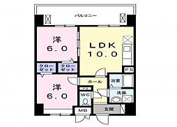 ヴァンヴェール森の宮 2LDKの間取図画像