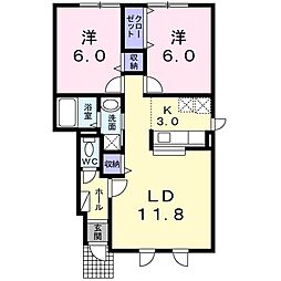 パークサイドC 2LDKの間取図画像