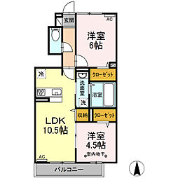 グランセジュール飛田 2LDKの間取図画像