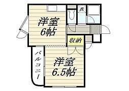 メゾンドビュート 1DKの間取図画像