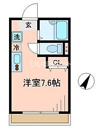 ヴィラコンフォート上大岡 2階ワンルームの間取り